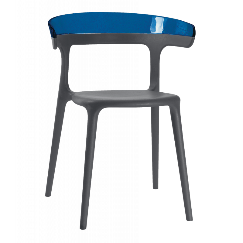 Кресло Papatya Luna антрацит сиденье, верх прозрачно-синий (279871) - фото 1