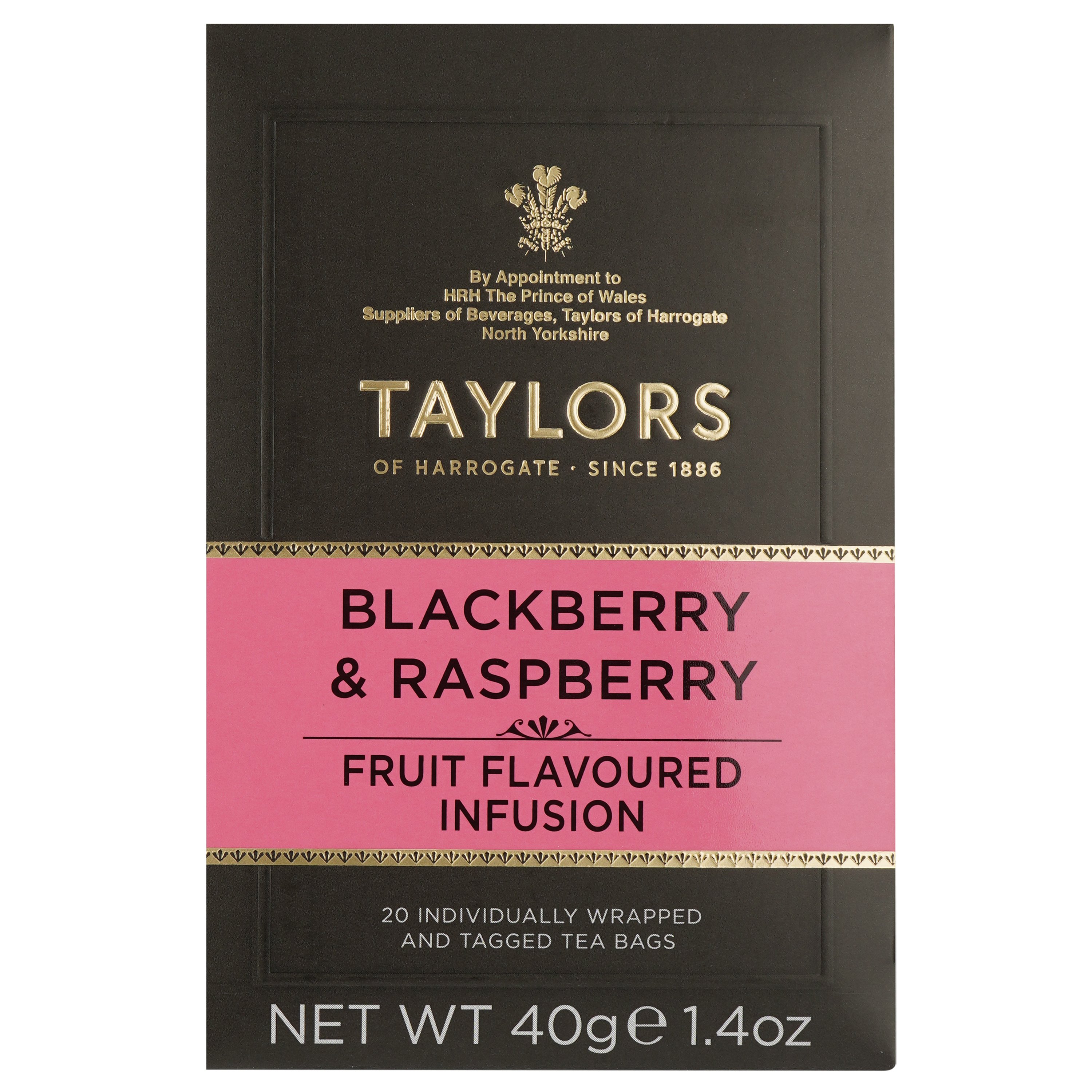 Чай ягідно-трав'яний Taylors of Harrogate Blackberry&Raspberry, 40 г (20 шт. по 2 г) (895595) - фото 1