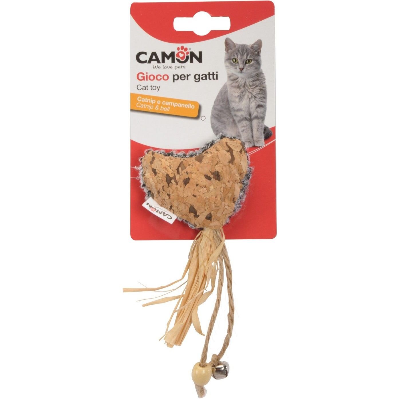 Игрушка для кошек Camon Сердце, с колокольчиком, с ароматом кошачьей мяты, 6 см - фото 1