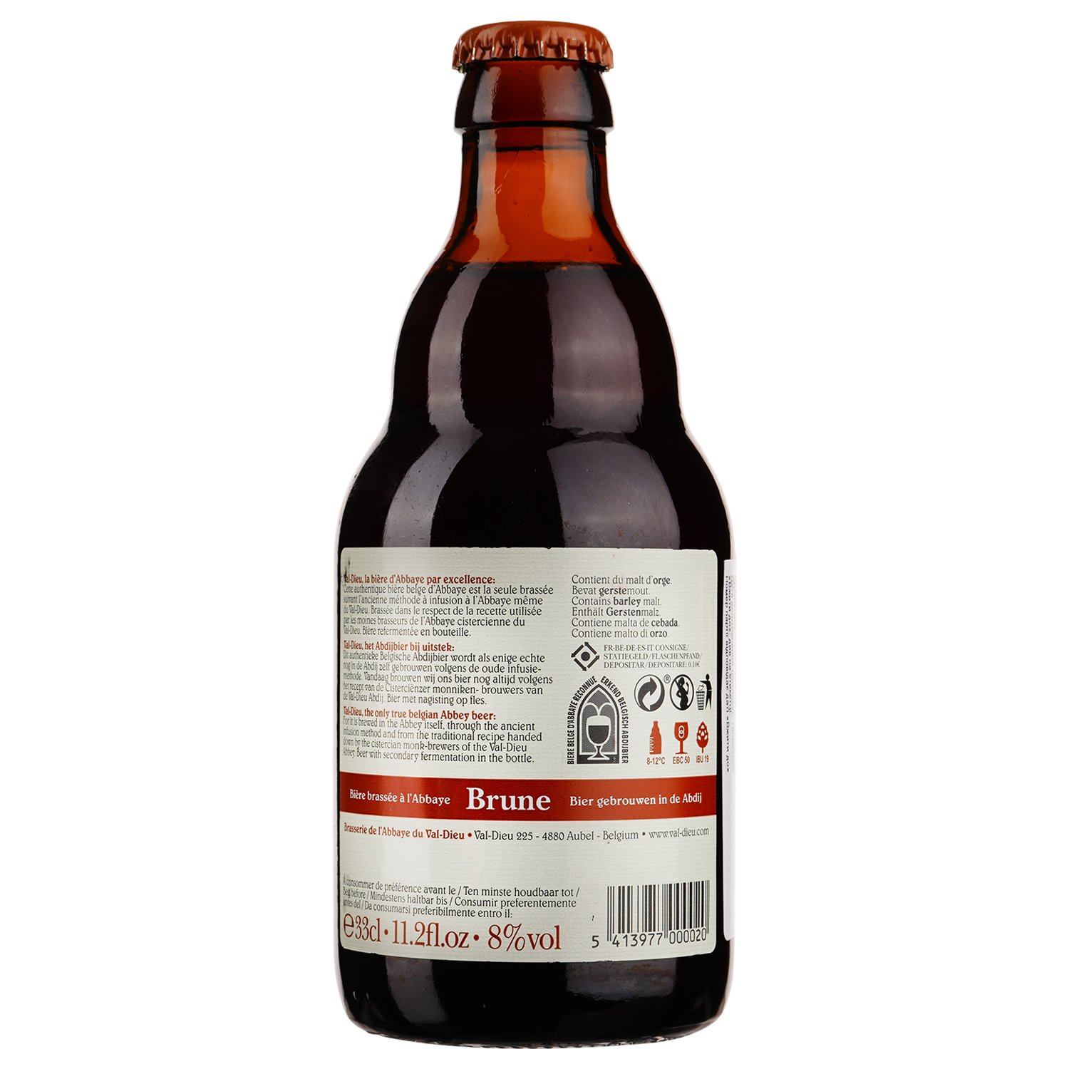 Пиво Val-Dieu Brune, темне, 8%, 0,33 л - фото 2