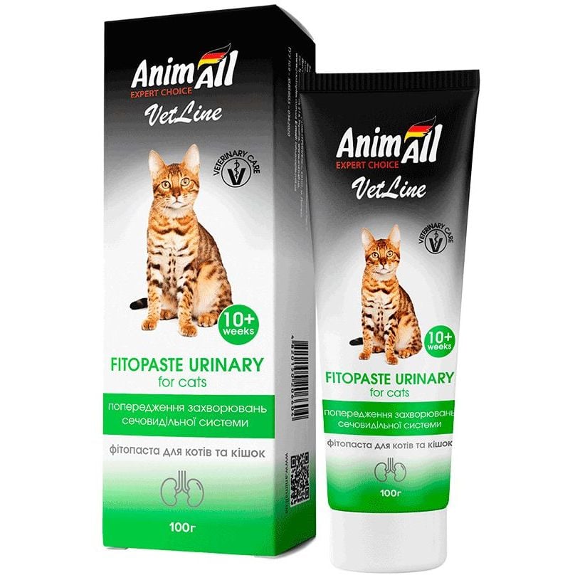 Фитопаста AnimAll VetLine Urinary для предотвращения заболеваний мочевыделительной системы для котов, 100 мл (150566) - фото 1
