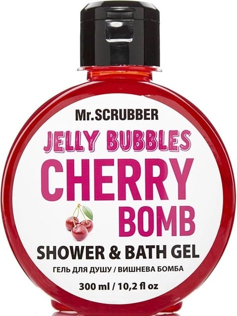 Подарунковий набір Mr.Scrubber Cherry Bomb: Цукровий скраб, 300 г + Гель для душу, 300 мл + Мочалка Хмаринка - фото 2