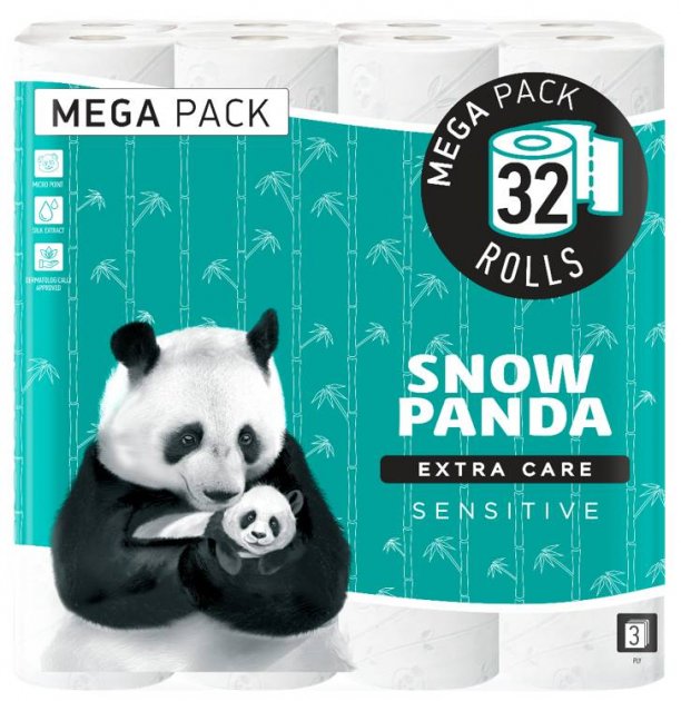 Туалетний папір Сніжна Панда Extra Care Sensitive, 32 рулони - фото 1