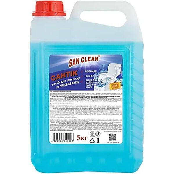 Средство моющее San Clean Сантик для ухода за унитазами, голубой, 5 л - фото 1