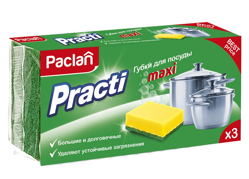 Губка кухонная Paclan Practi Maxi, 3 шт. - фото 1