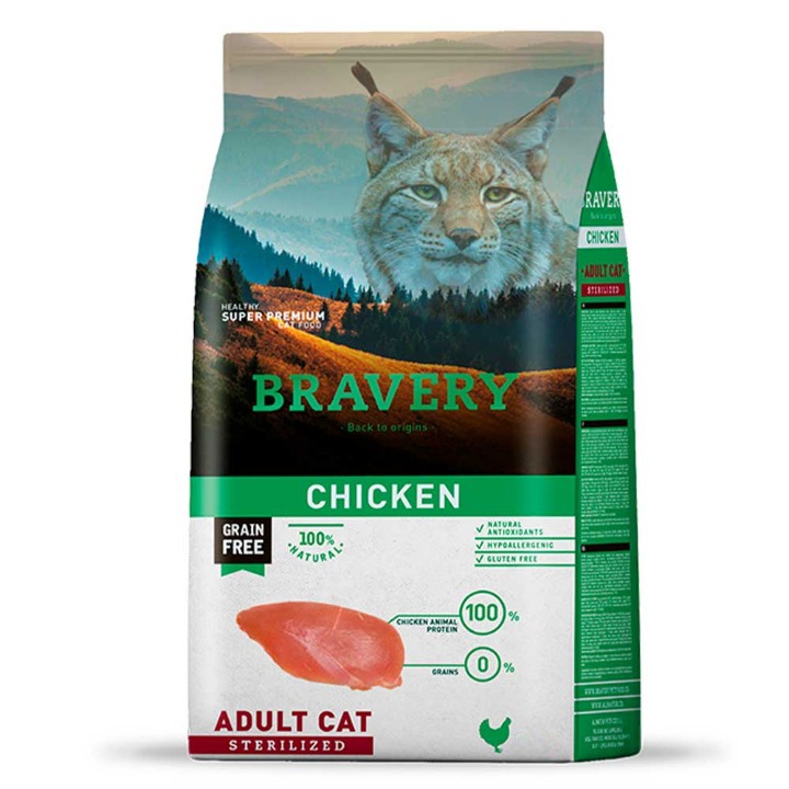 Сухий корм для стерилізованих котів Bravery Chicken Adult Cat Sterilized, з куркою, 7 кг (7661 BR CHIC STER_7 KG) - фото 1