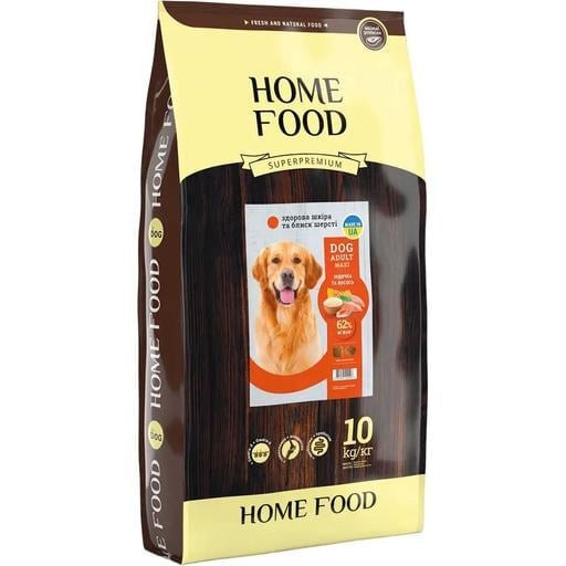 Сухой корм для собак Home Food Adult Maxi Здоровая кожа и блеск шерсти для крупных пород с индейкой и лососем 10 кг - фото 1