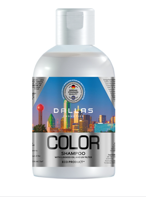 Шампунь для фарбованого та пошкодженого волосся Dallas Cosmetics Color Protect з лляною олією та УФ-фільтром, 1000 мл (723369) - фото 1