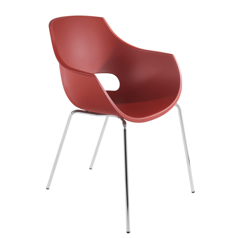 Кресло Papatya Opal, база хром, красный кирпич (817080) - фото 1