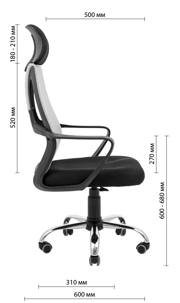 Кресло компьютерное Richman Профі Хром Пиастра сетка черный + серый (RCM-1078) - фото 6