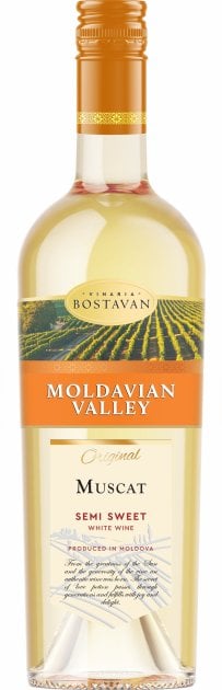 Вино Bostavan Молдавська долина Мускат, 11-13%, 0,75 л (553209) - фото 1