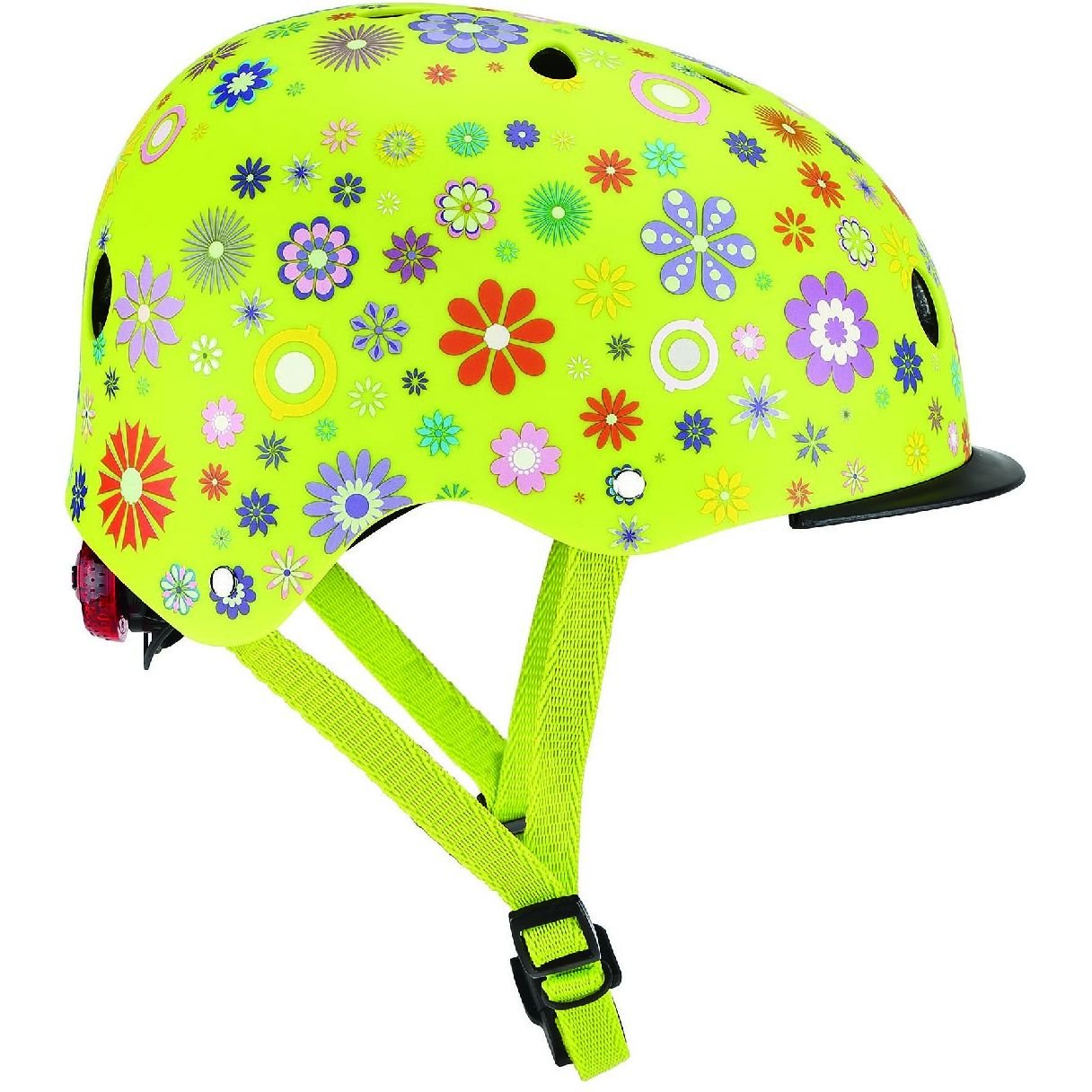 Шлем защитный Globber Цветы с фонариком 48-53 см зеленый (507-106) - фото 1