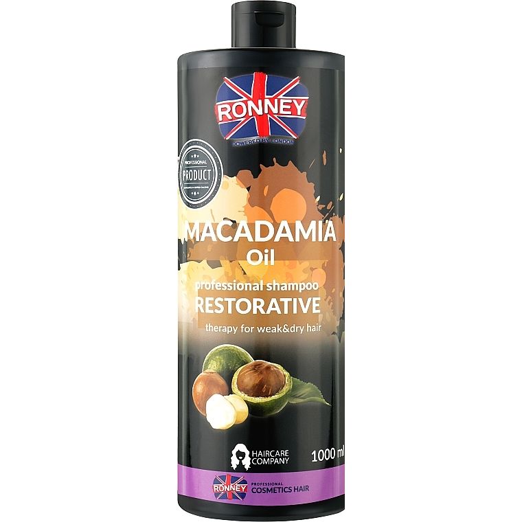 Шампунь для сухого і пошкодженого волосся Ronney Professional Macadamia Oil Restorative 1 л - фото 1