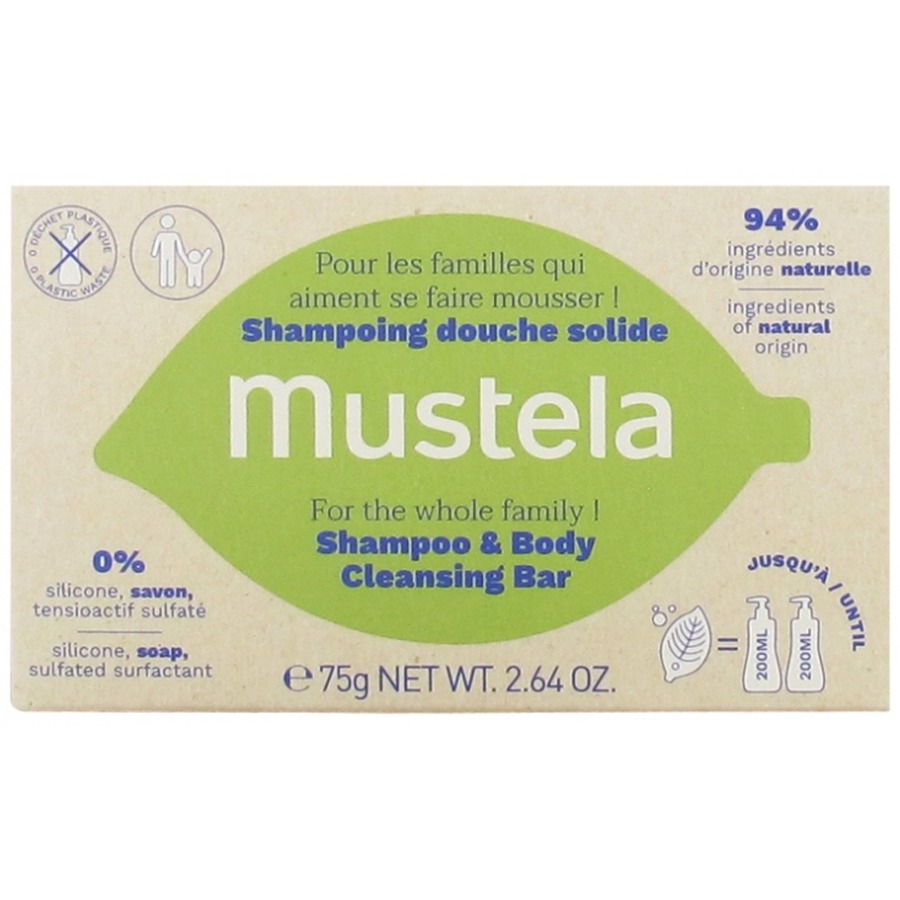 Твердий шампунь для волосся та тіла Mustela Shampoo & body Cleansing Bar 75 г - фото 1