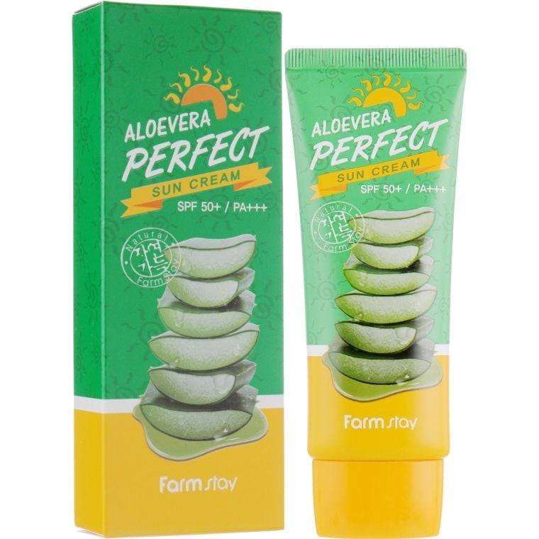Сонцезахисний крем із алое FarmStay Aloevera Perfect Sun Cream SPF50+ PA+++, 70 мл - фото 2