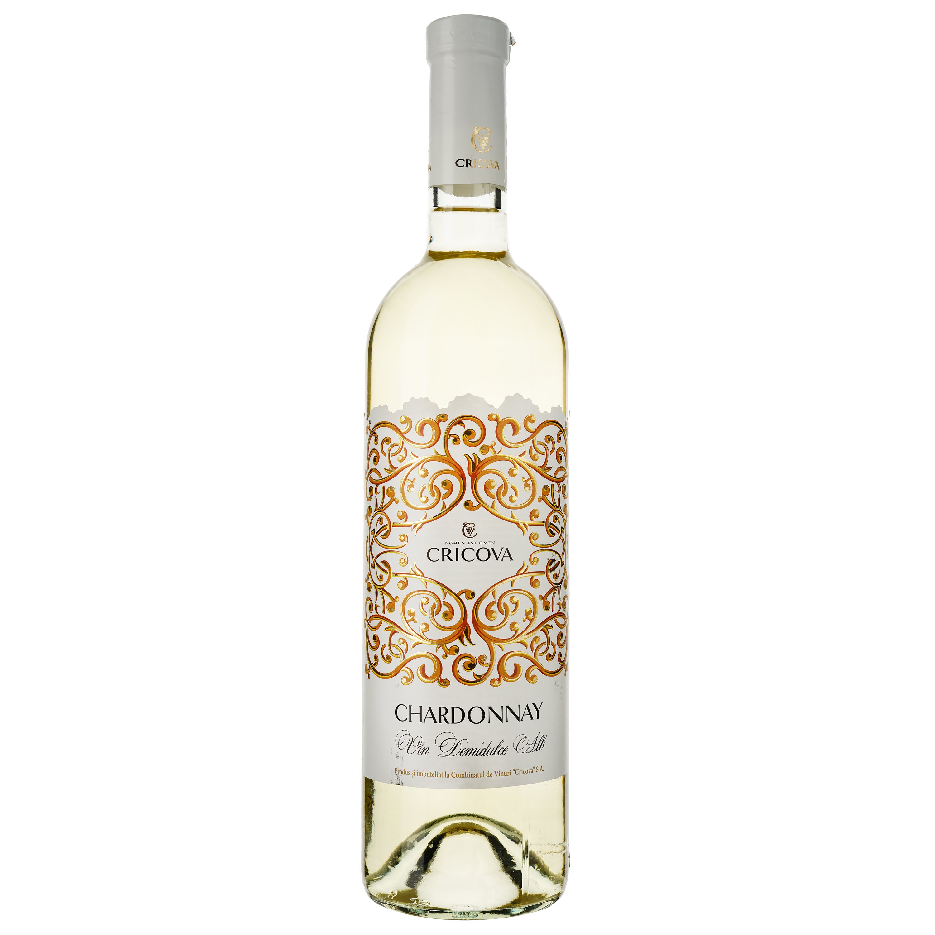Вино Cricova Chardonnay Ornament, белое, полусладкое, 0.75 л - фото 1