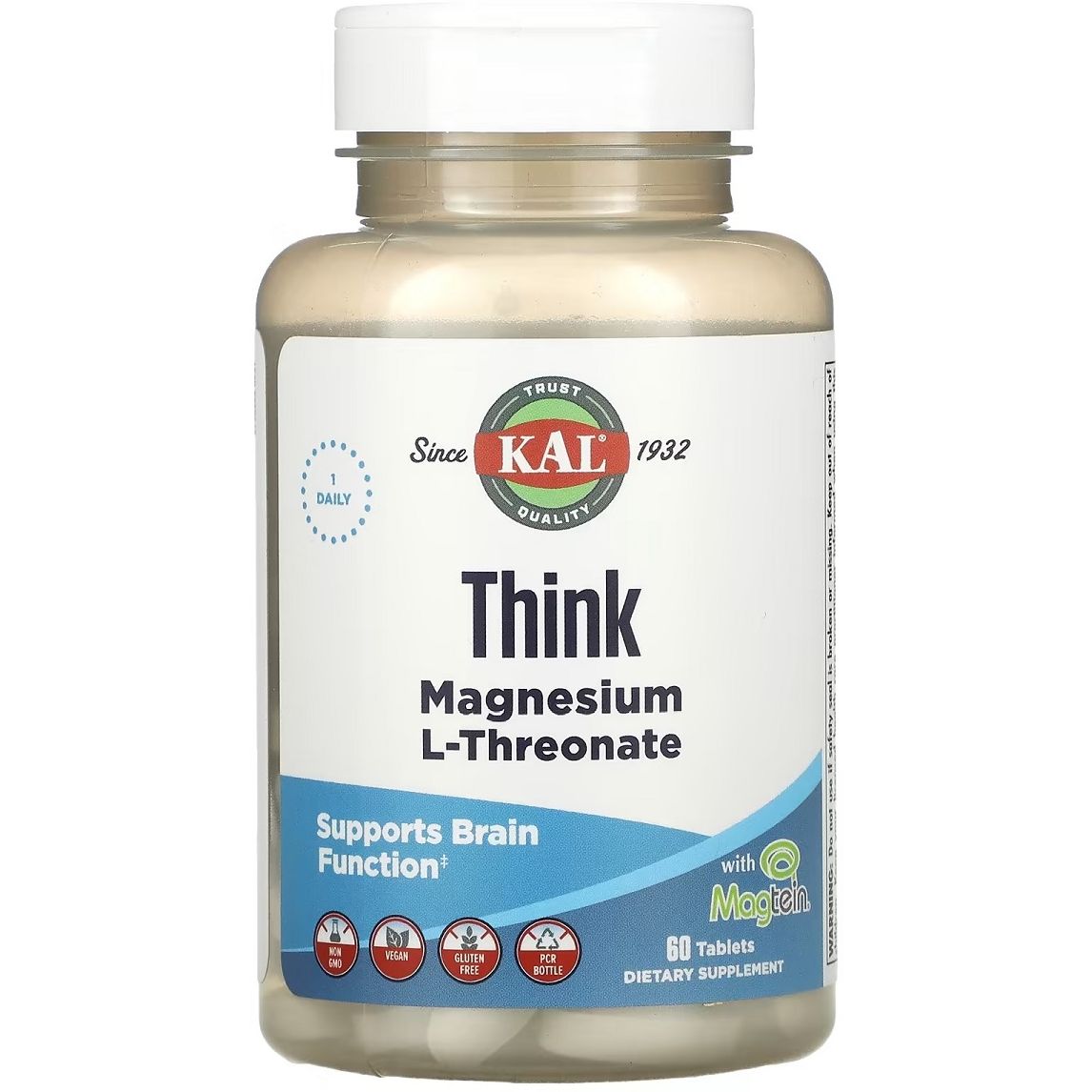 Магний L-Треонат KAL Think Magnesium L-Threonate 60 таблеток - фото 1