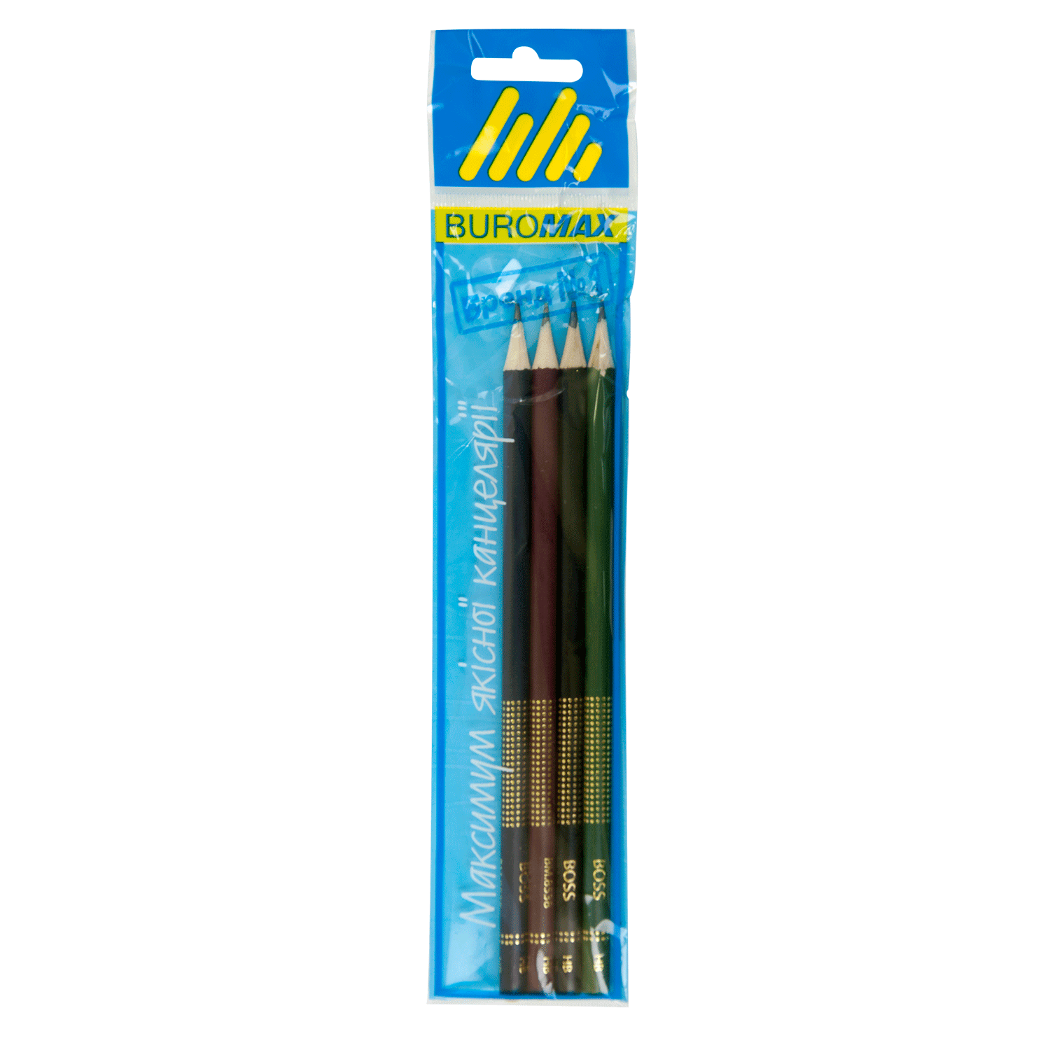 Набор карандашей графитовых Buromax BOSS без ластика, HB, блистер 4 шт. ( BM.8538-4) - фото 1