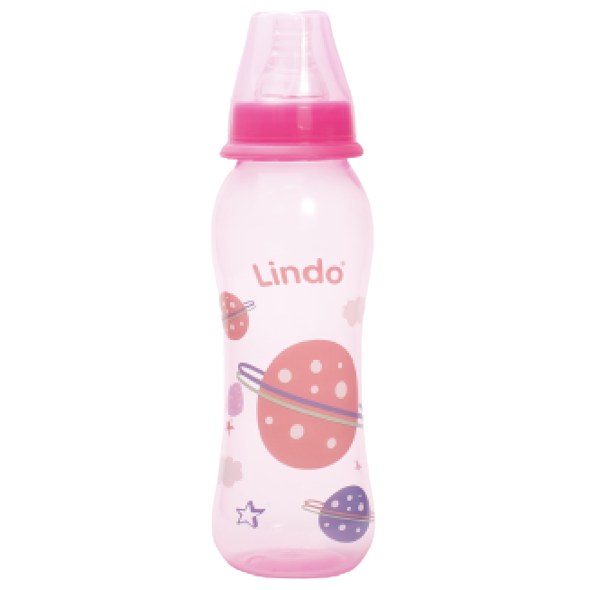 Бутылочка для кормления Lindo, изогнутая, 250 мл, розовый (Li 134 рож) - фото 1