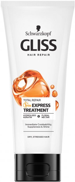 Маска Gliss Total Repair Експрес догляд 1 хвилина, для сухого та пошкодженого волосся, 200 мл - фото 1