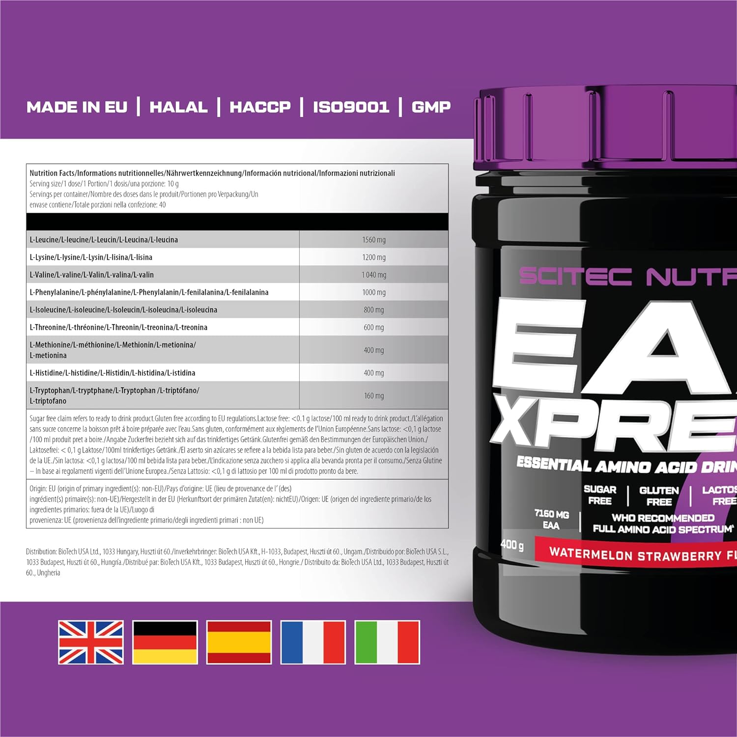 Аминокислоты Scitec Nutrition EAA Xpress Арбуз-клубника 400 г - фото 2