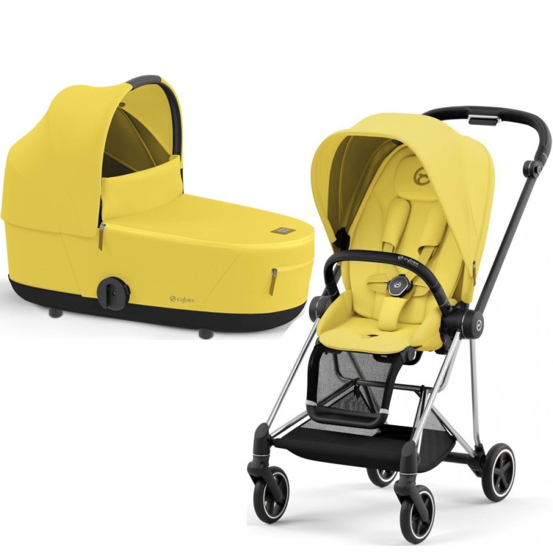 Люлька Cybex Mios Lux Mustard Yellow + Комплект текстиля для прогулочного блока Cybex Mios Mustard Yellow + Шасси для коляски Cybex Mios LS RBA Chrome Black - фото 2