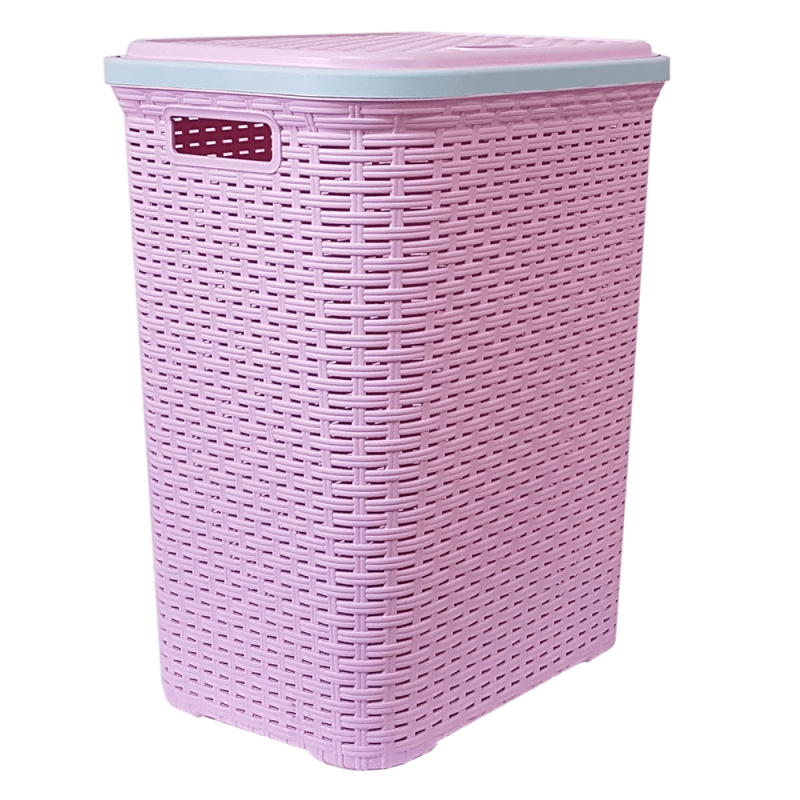 Корзина для белья Irak Plastik под ротанг, 56 л, розовый (LA145) - фото 1