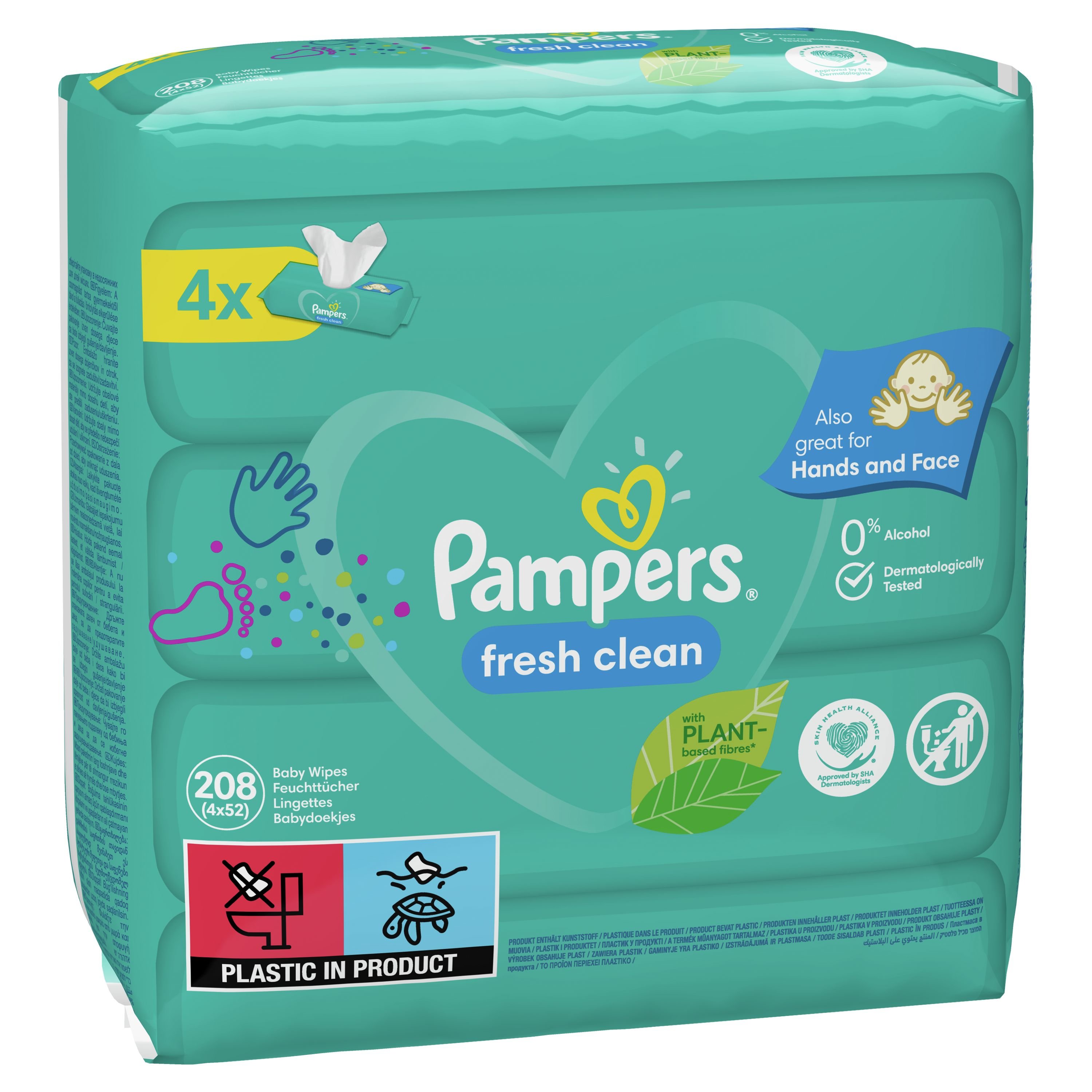 Дитячі вологі серветки Pampers Fresh Clean 208 шт. (4 упаковки по 52 шт.) - фото 3