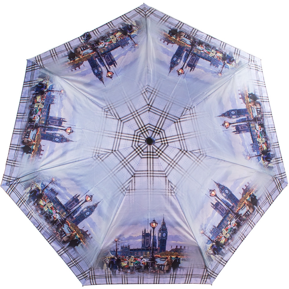 Женский складной зонтик полный автомат Три слона 102 см синий - фото 1