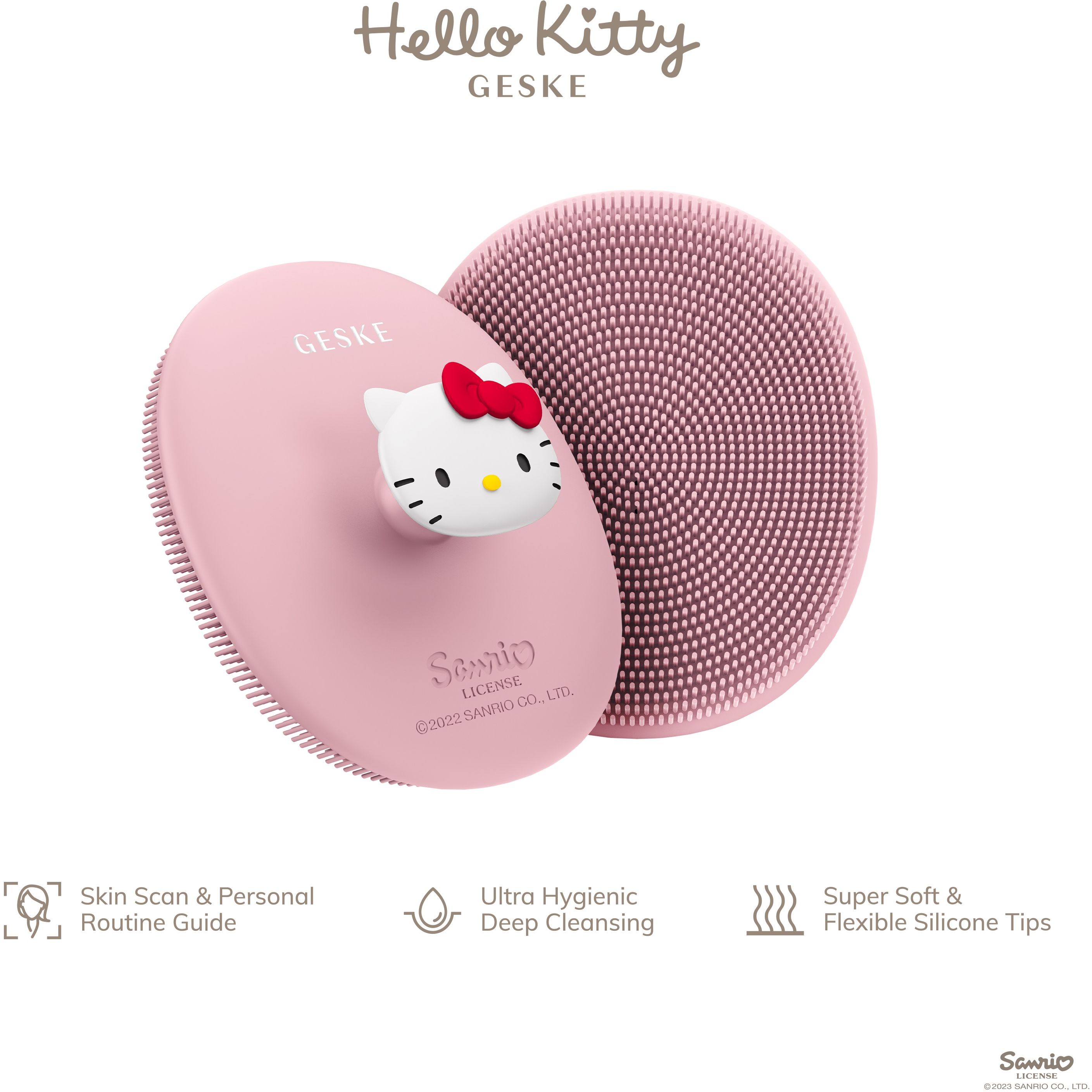 Щітка для обличчя GESKE Facial Brush З в 1 by Hello Kitty з тримачем рожева - фото 2