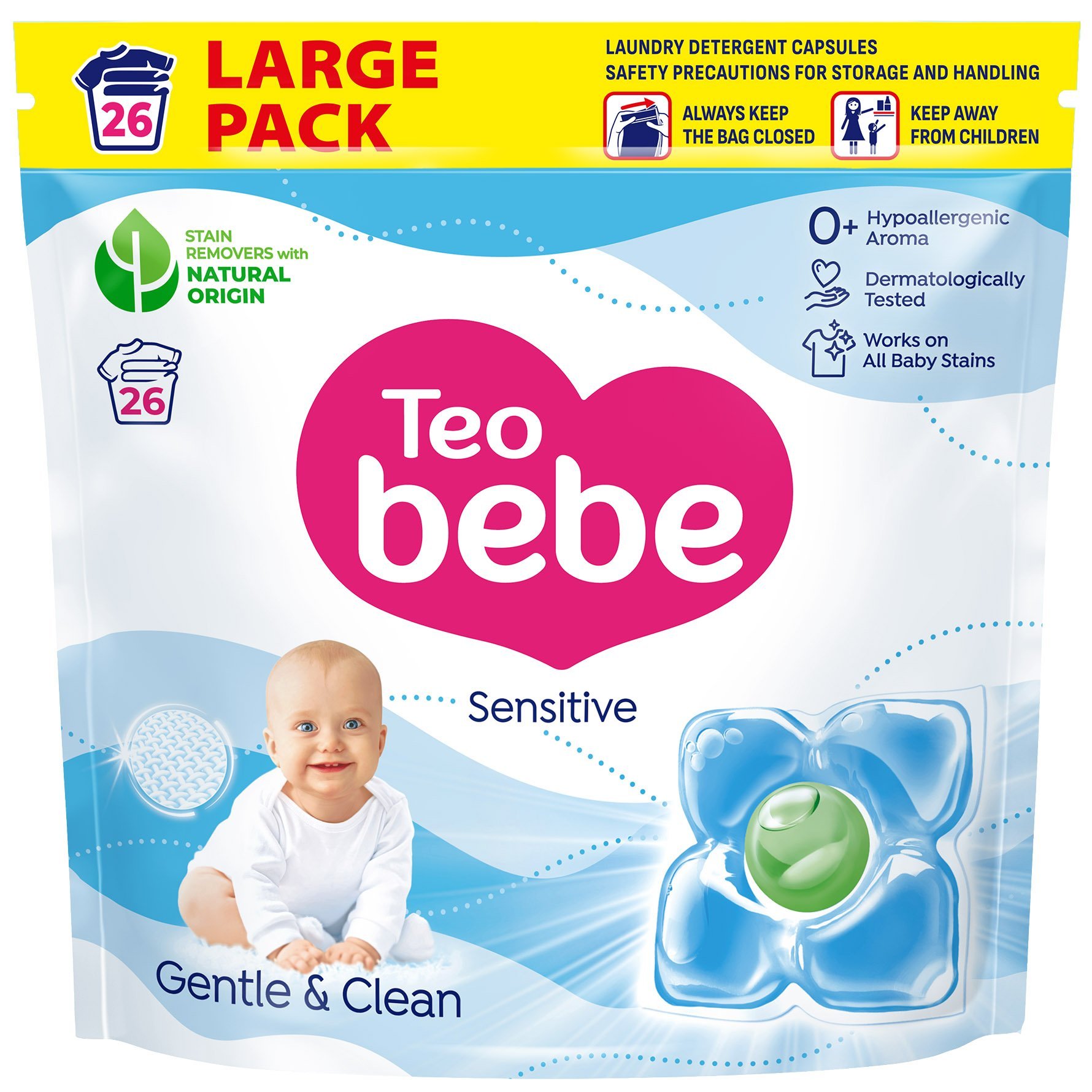Капсули для прання дитячої білизни Teo Bebe Cotton Soft Caps Sensitive 26 шт. - фото 1