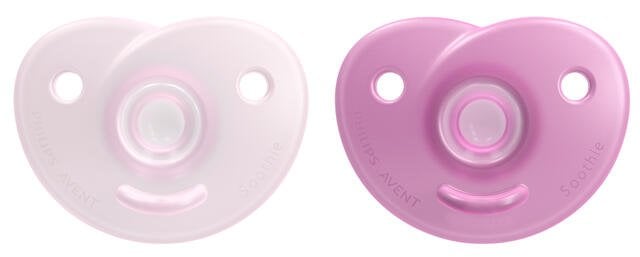 Пустышка силиконовая Philips Avent Soothie для новорожденных, 0-6 месяцев, розовый, 2 шт. (SCF099/22) - фото 1