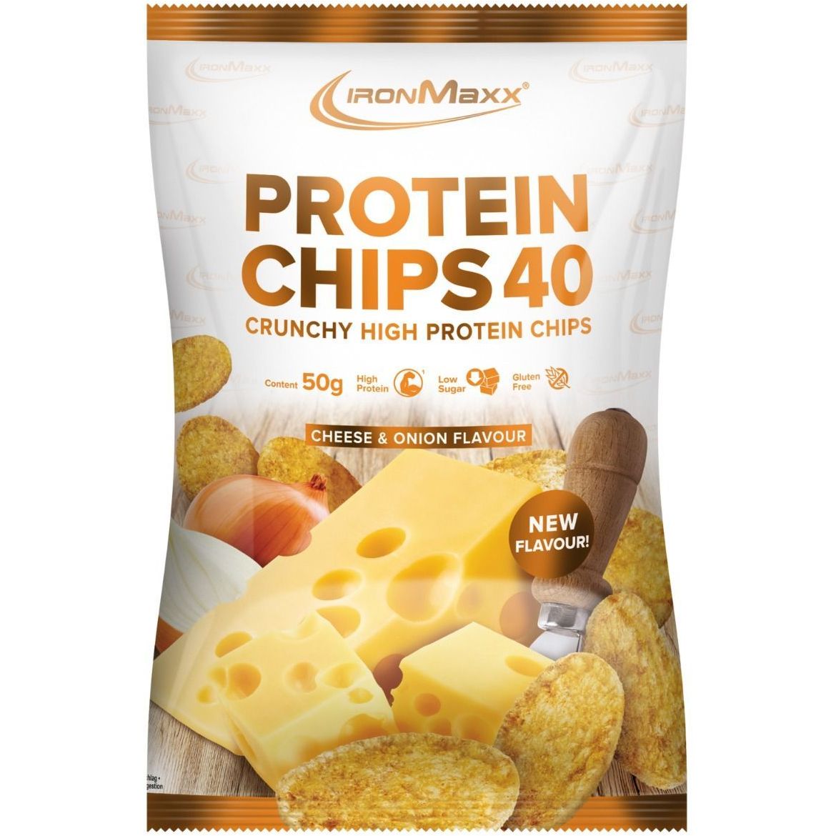 Протеиновые чипсы IronMaxx Protein Chips 40 Сыр с луком 50 г - фото 1