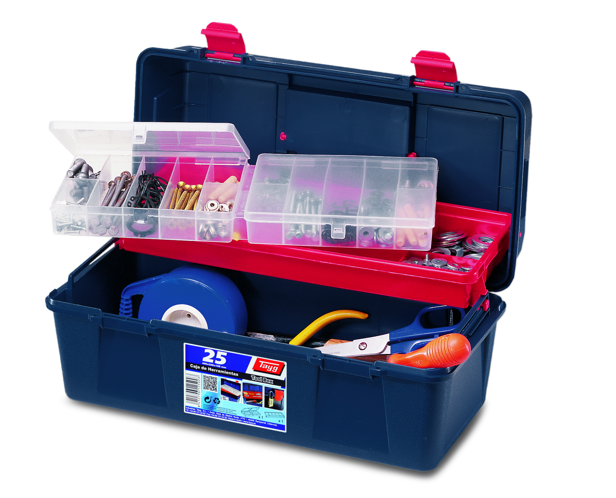 Ящик пластиковый для инструментов Tayg Box 25 Caja htas, с 2 органайзерами, 40х20,6х18,8 см, синий (125003) - фото 3