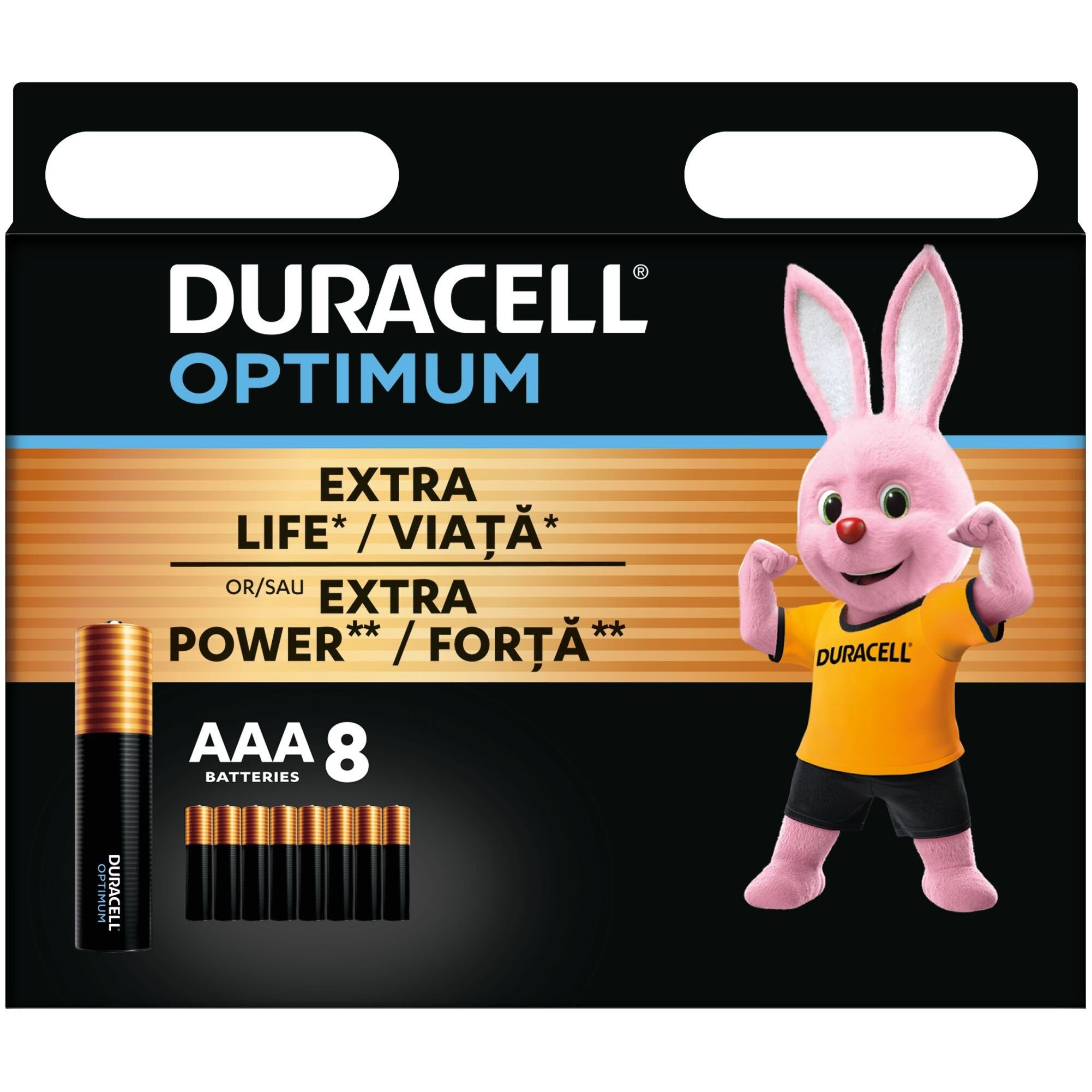 Щелочные батарейки мизинчиковые Duracell Optimum 1.5 V AAA LR6, 8 шт. (5000394158962) - фото 1