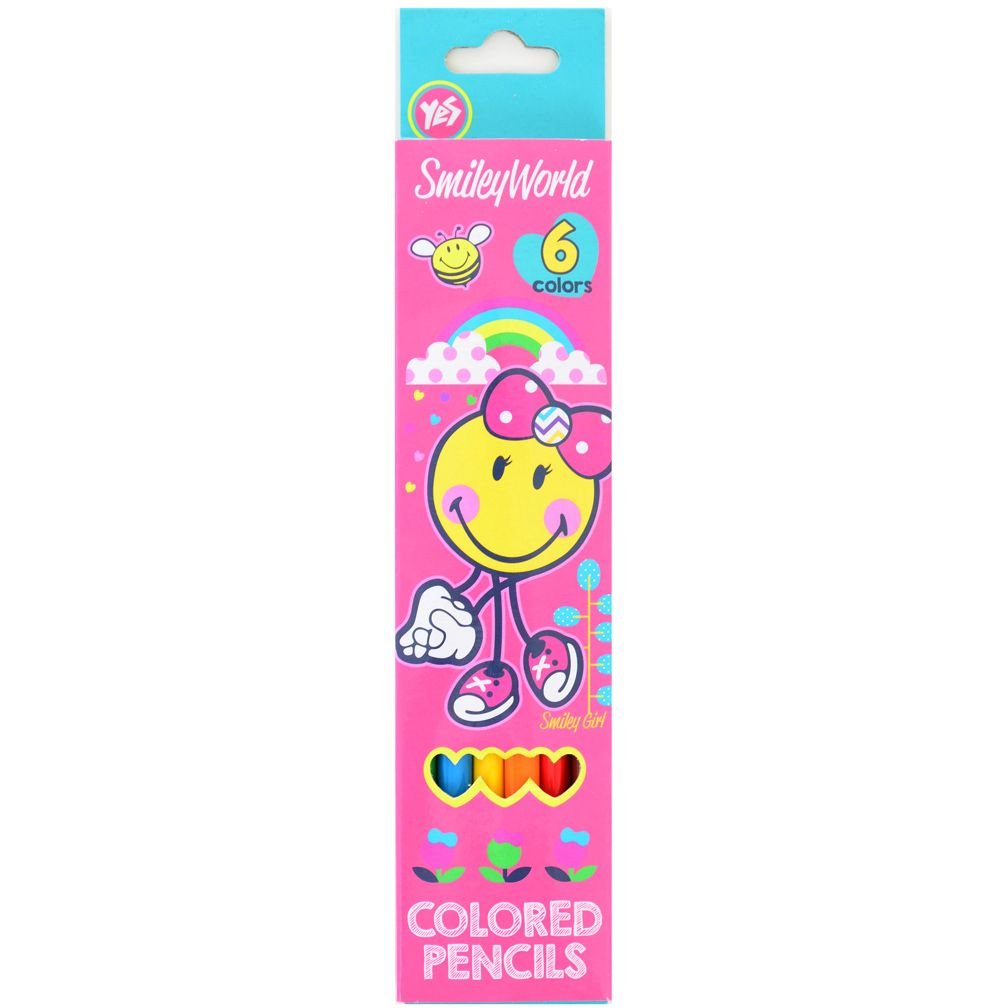 Олівці кольорові Yes Smiley World pink, 6 кольорів (290399) - фото 1