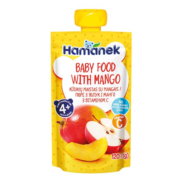 Photos - Baby Food Hamanek Пюре  Pouch Яблуко і манго, 120 г 