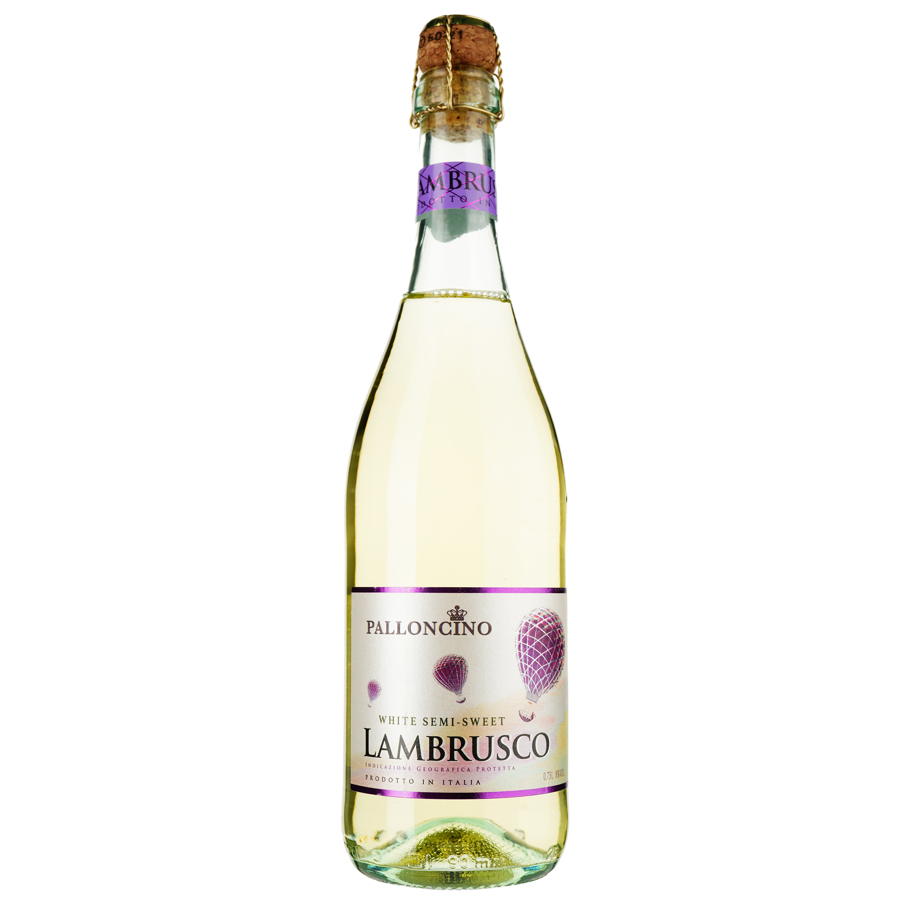 Ігристе вино Palloncino Lambrusco, біле, напівсолодке, 8%, 0,75 л - фото 1