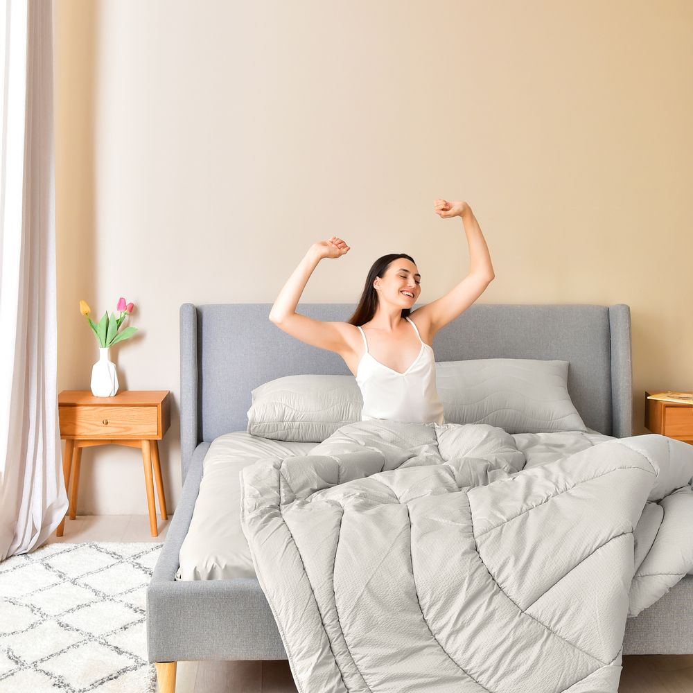 Набор постельного белья Ideia Oasis с одеялом, евростандарт, перламутрово-серый (8000035248) - фото 7