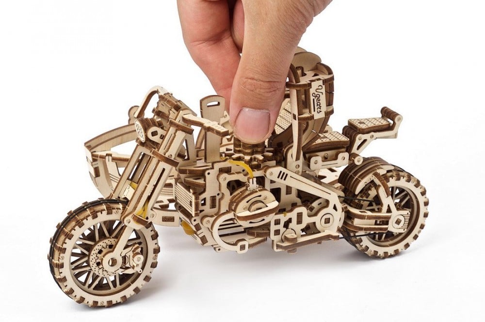 Механічний 3D Пазл Ukrainian Gears Мотоцикл Scrambler UGR-10, з коляскою, 380 елементів (70137) - фото 10