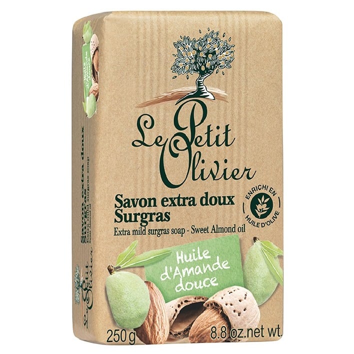 Мыло экстранежное Le Petit Olivier 100% vegetal oils soap, масло сладкого миндаля, 250 г (3549620005608) - фото 1