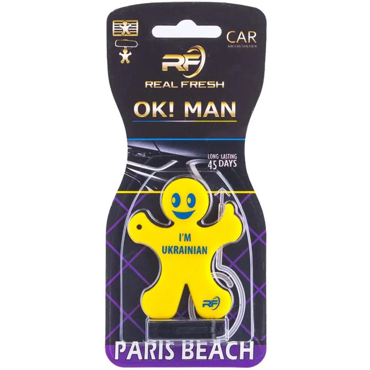 Ароматизатор Real Fresh OK! MAN Paris Beach Ukraine жовтий - фото 1