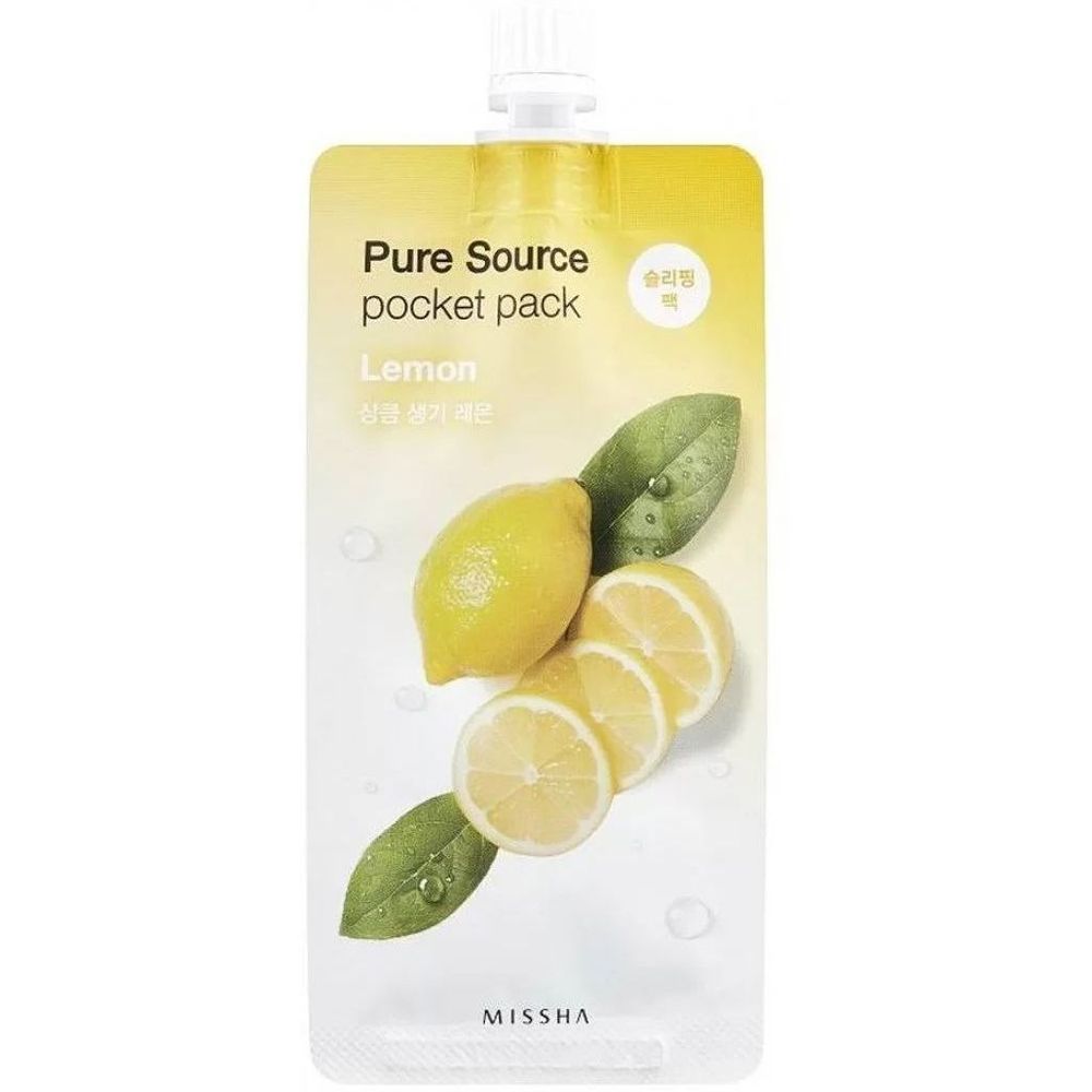 Нічна маска для обличчя з лимоном Missha Pure Source Pocket Pack Lemon, 10 мл - фото 1