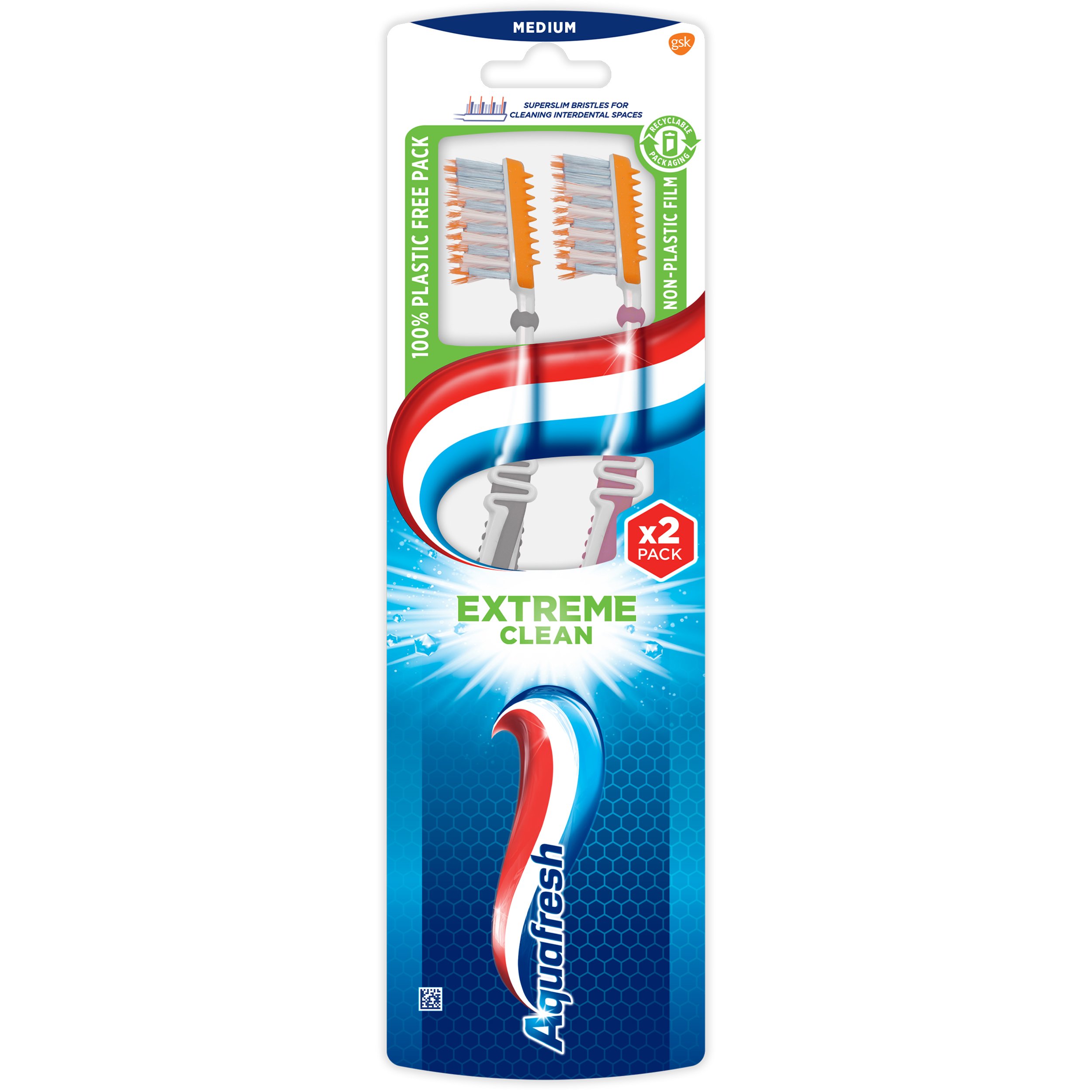 Зубна щітка Aquafresh Extreme Clean Medium 1+1, середня, в ассортименті, 2 шт. - фото 3