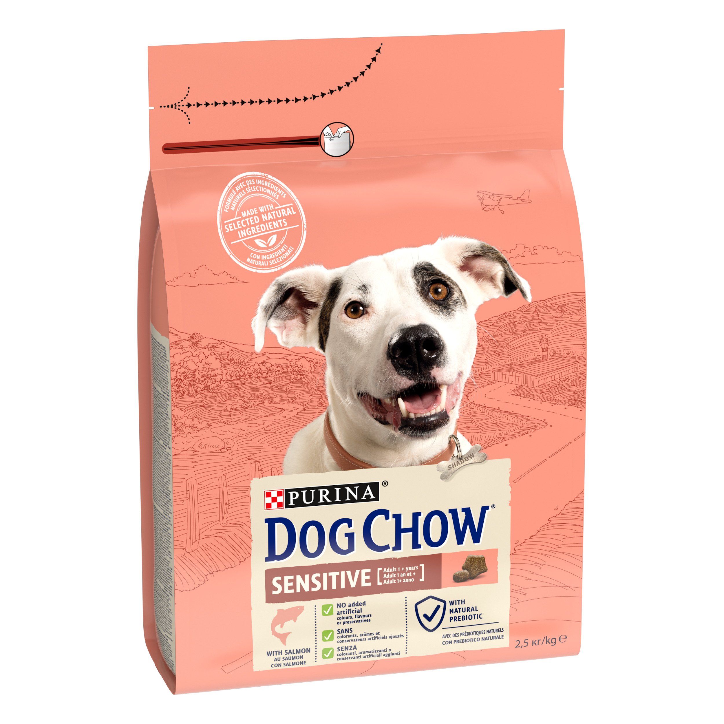 Сухий корм для собак з чутливим травленням Dog Chow Sensitive Adult 1+, з лососем, 2,5 кг - фото 2