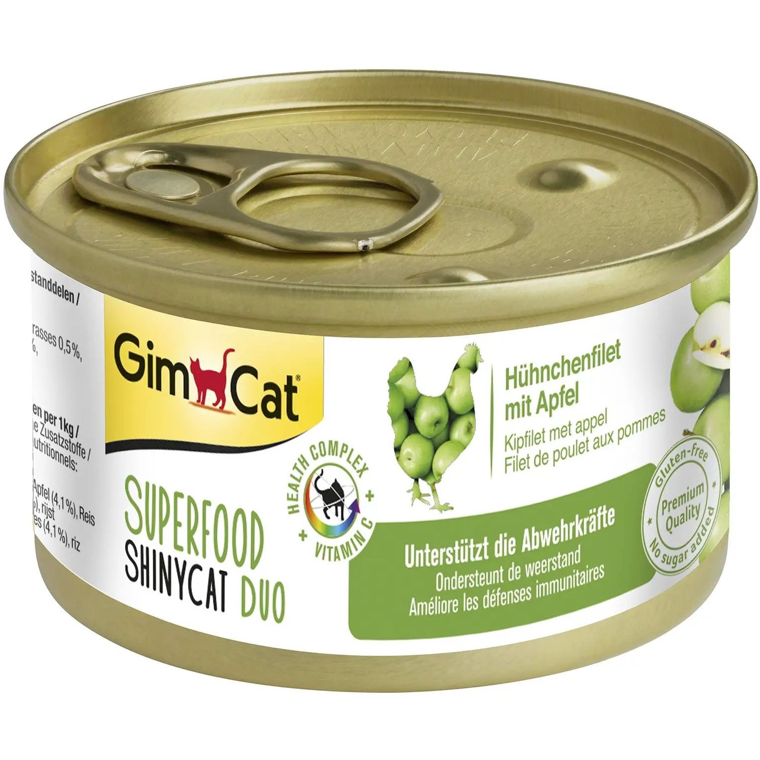 Влажный корм для кошек GimCat Superfood Shiny Cat Duo, с курицей и яблоком, 70 г - фото 1