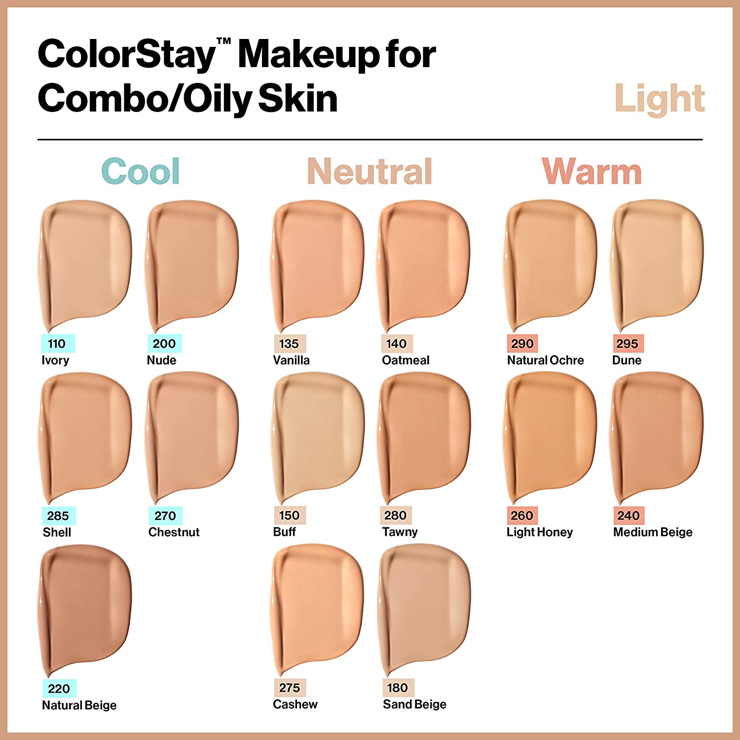 Тональный крем для комбинированной и жирной кожи лица Revlon Colorstay Makeup Combination and Oily Skin, тон 135 (Vanilla), 30 мл (494923) - фото 3