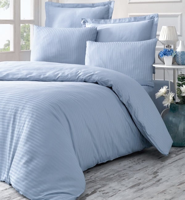 Комплект постельного белья Victoria Stripe Sateen Line, 200х220, сатин, голубой (2200000541093) - фото 1