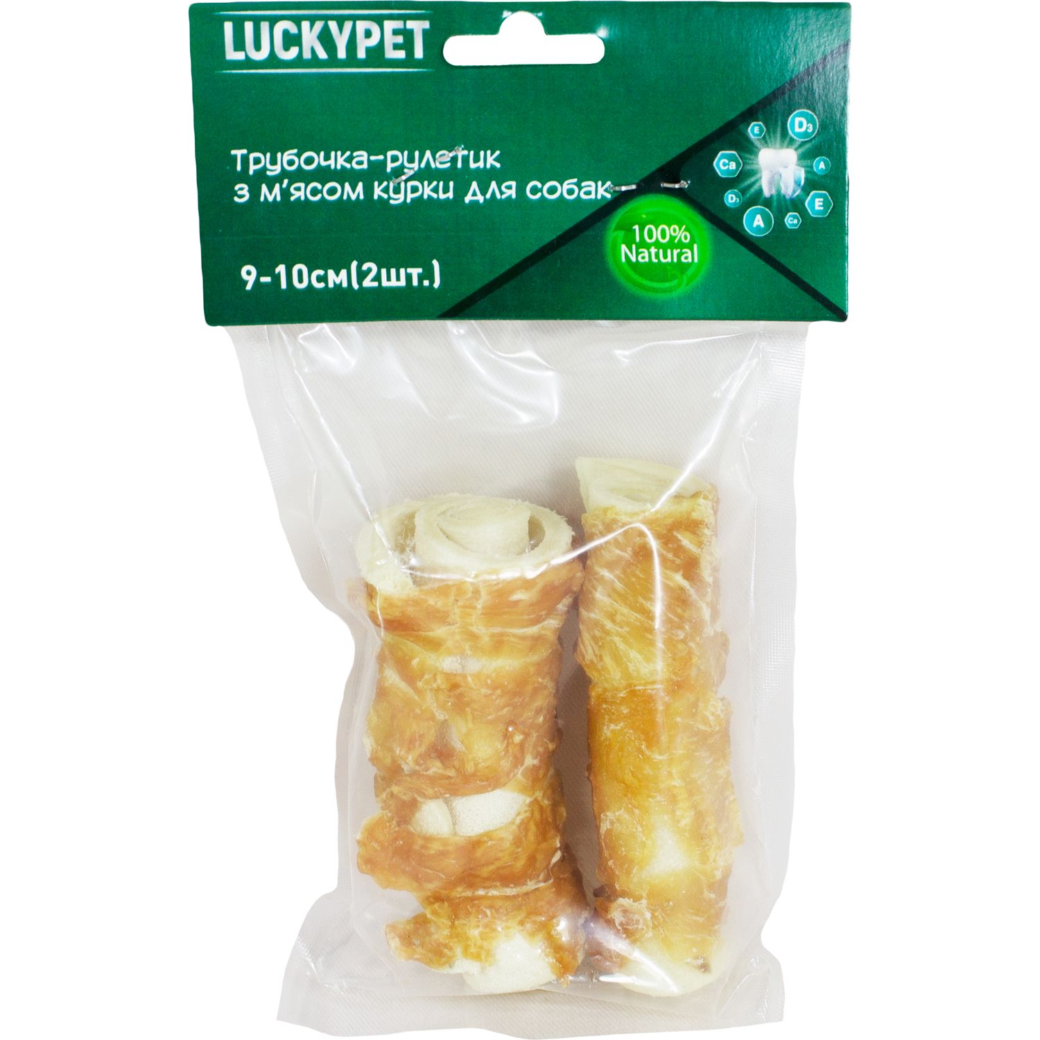 Трубочка рулетик Lucky Pet с мясом курицы №4 9-10 см 2 шт. - фото 1