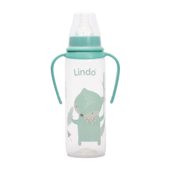 Пляшечка для годування Lindo, з ручками, 250 мл, зелений (Li 141 зел) - фото 1